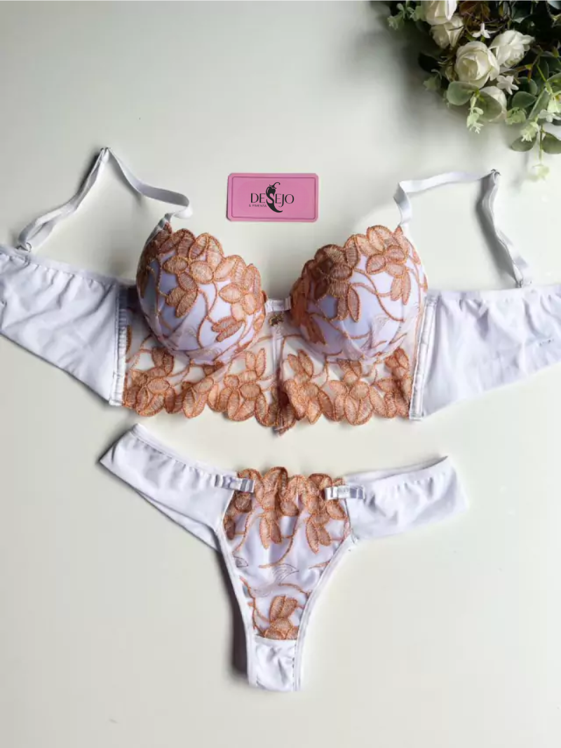 CONJUNTO CROPED BRANCO/DOURADO