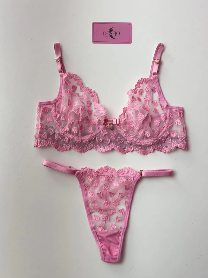 CONJUNTO EM TULE ROSA CHICLETE