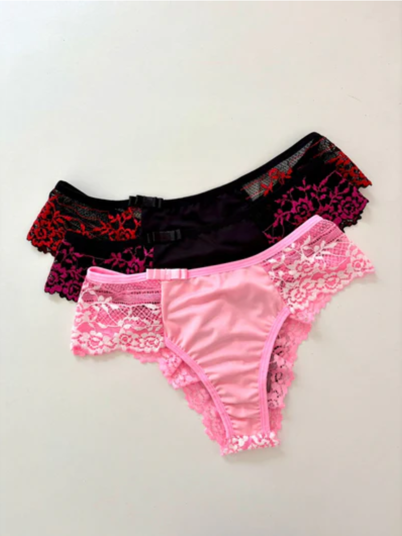 KIT COM 3 CALCINHAS RENDADAS