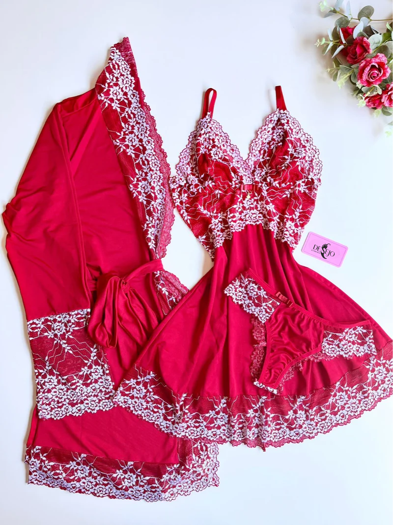 CONJUNTO ROBE E CAMISOLA LUXO