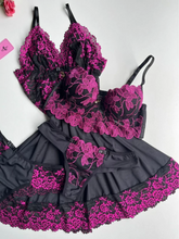 CAMISOLA E CONJUNTO DE LINGERIE CROPED PRETO/PINK