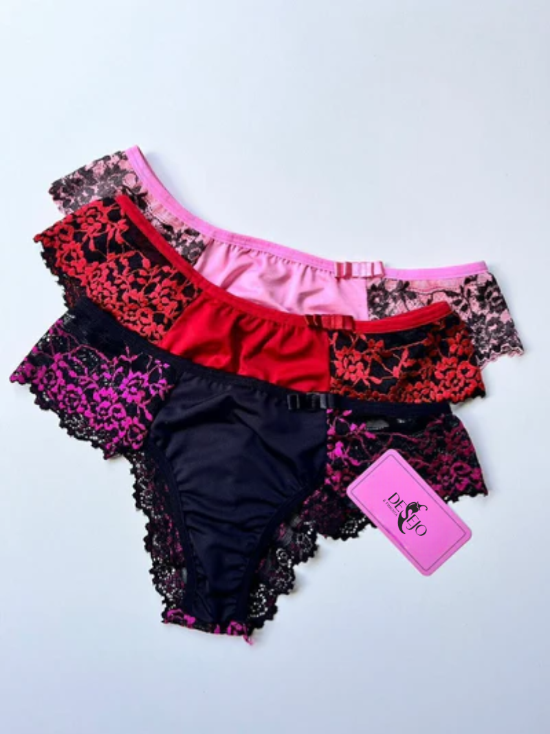 KIT COM 3 CALCINHAS RENDADAS