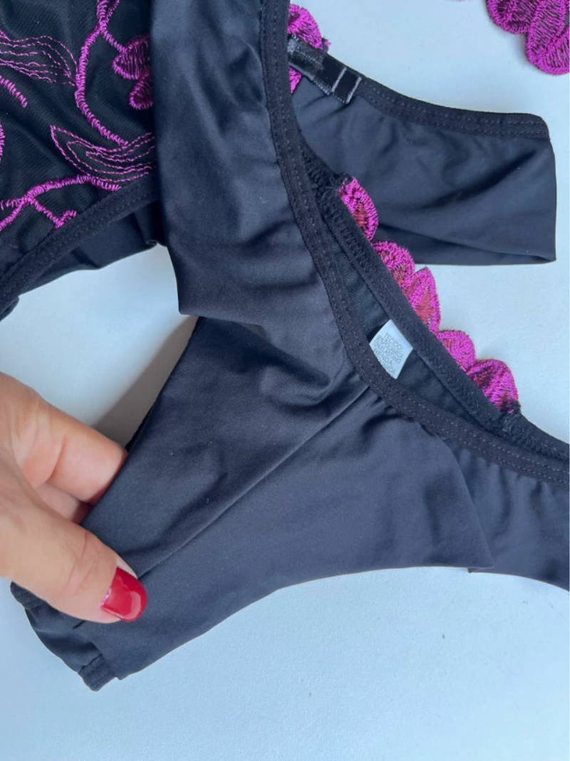 CAMISOLA E CONJUNTO DE LINGERIE CROPED PRETO/PINK