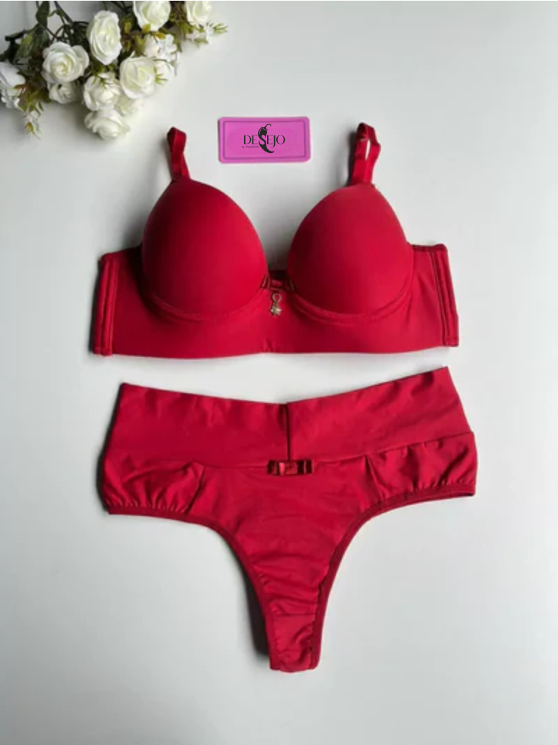 CONJUNTO DE LINGERIE BÁSICO VERMELHO