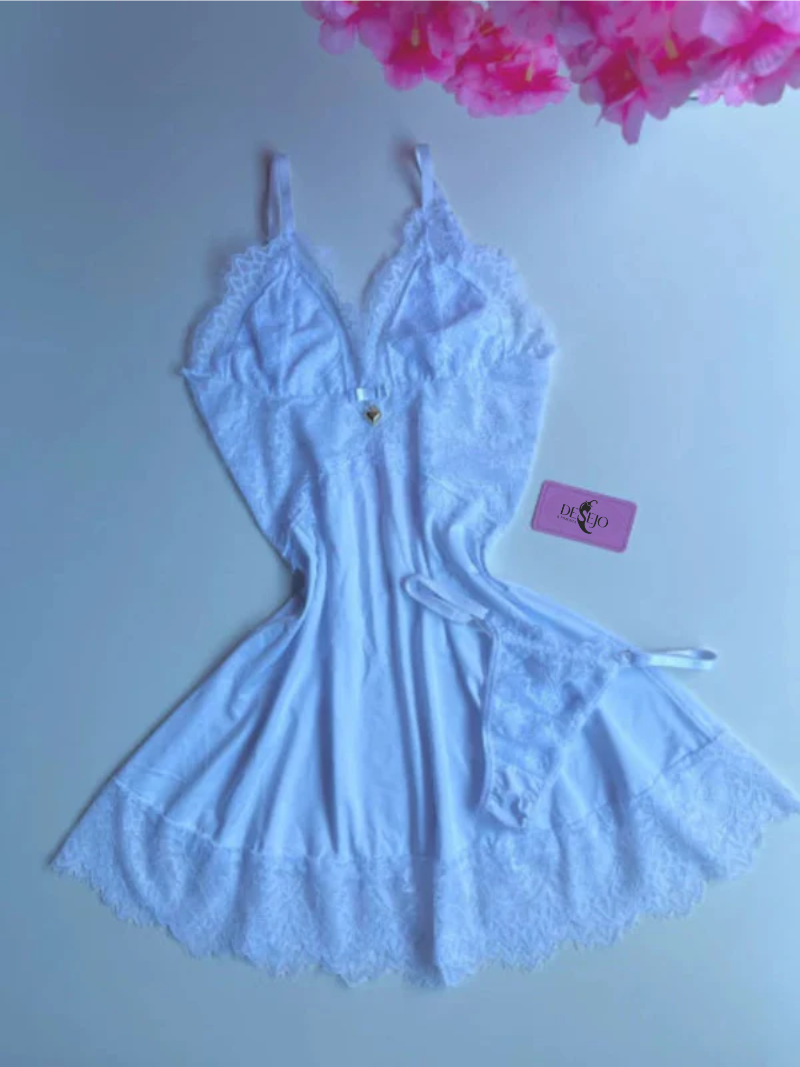 CAMISOLA COM CALCINHA FIO BRANCA
