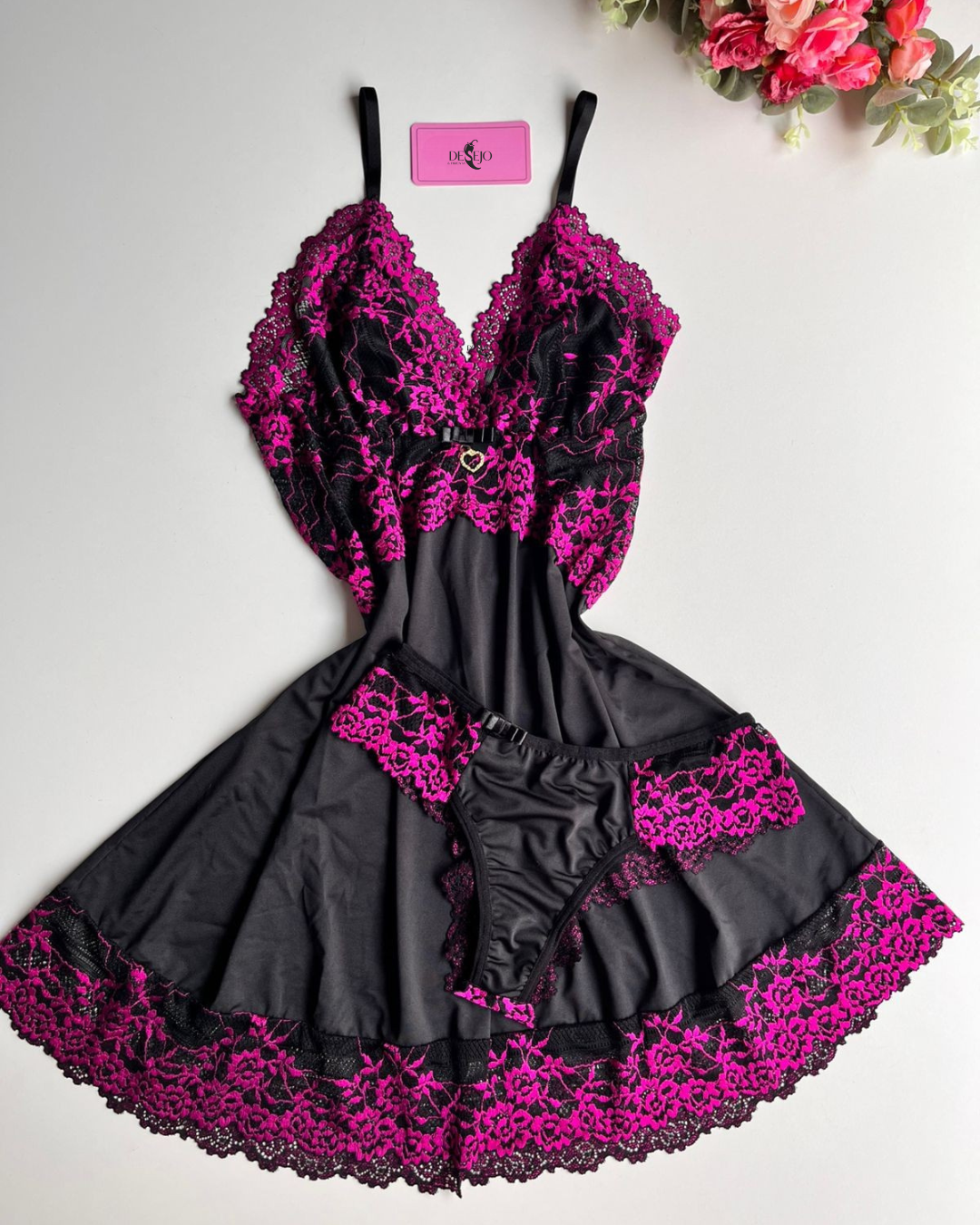 CAMISOLA PRETO/PINK